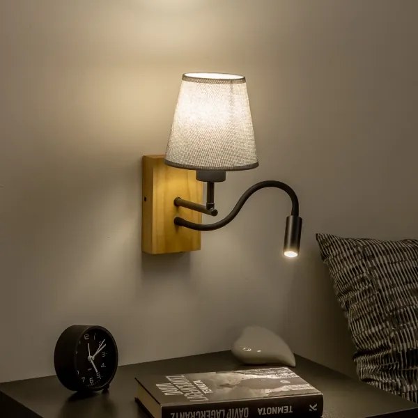 Brilagi - LED Fali lámpa NUBILA WOOD 1xE27/25W/230V + LED/3W tölgy/szürke