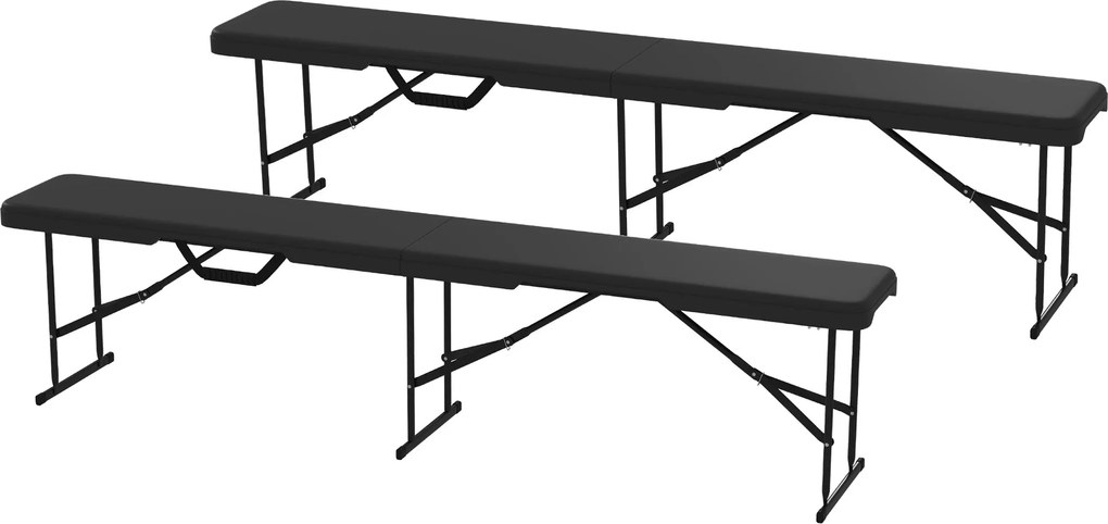 Outsunny 2 darabos Sörsátor Pad Összecsukható 8 fős 182cm-es Parti Pad Hordozó Fogantyúval, Fém Lábakkal, HDPE Időjárásálló Kemping Pad Belső, Külső,