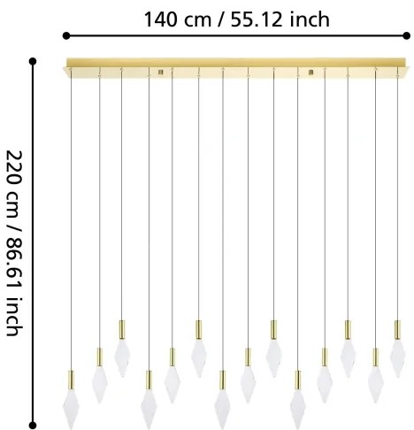 Eglo 390362 - LED Dimmelhető csillár zsinóron MIRADOR 14xLED/3,3W/230V arany