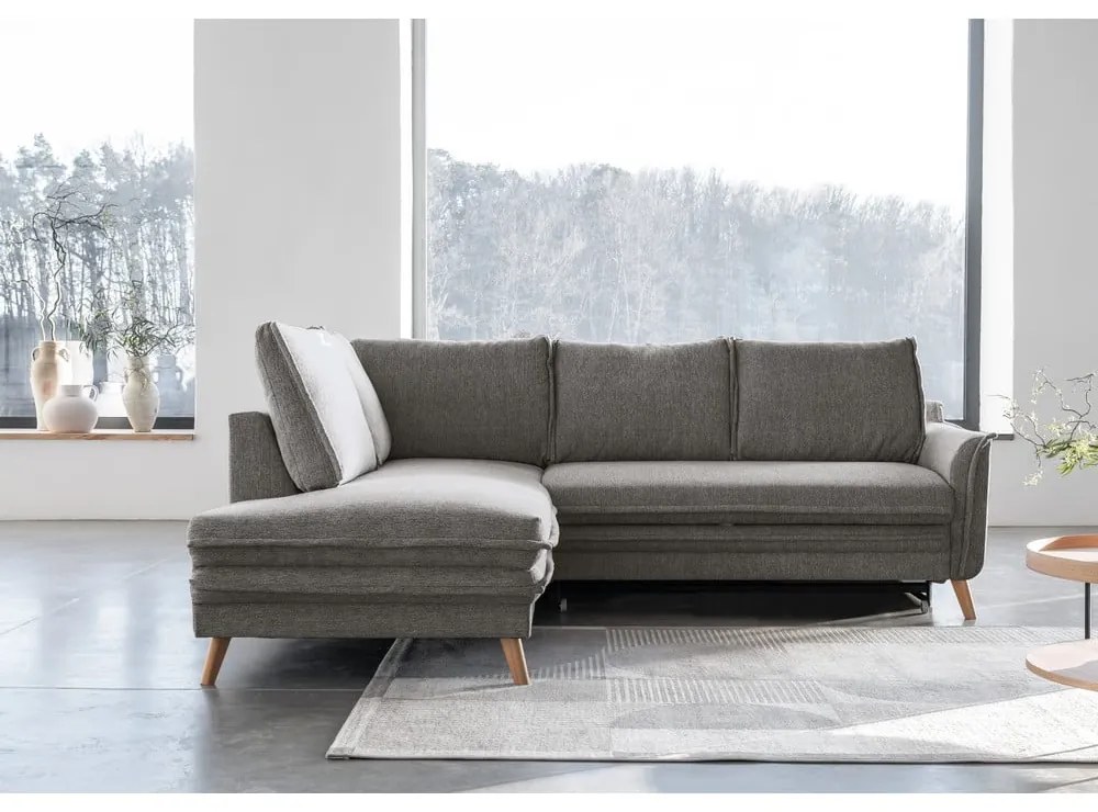 Szürke kinyitható sarokkanapé (bal oldali) Charming Charlie – Miuform