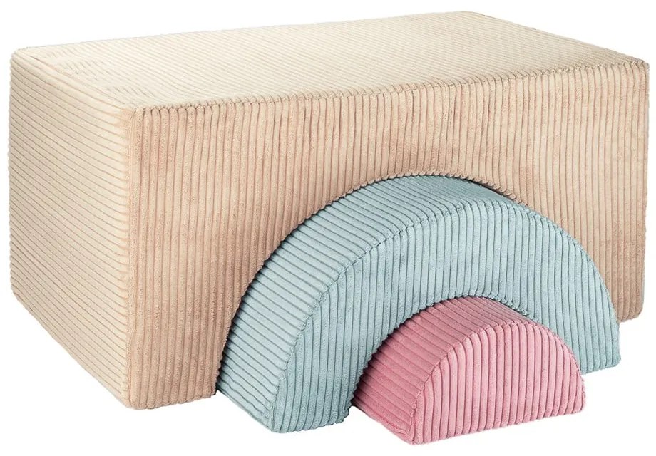 Világosbarna kordbársony habszivacs játszótér 3 db-os magasság 37 cm 75x49 cm Rainbow Montessori – Wigiwama