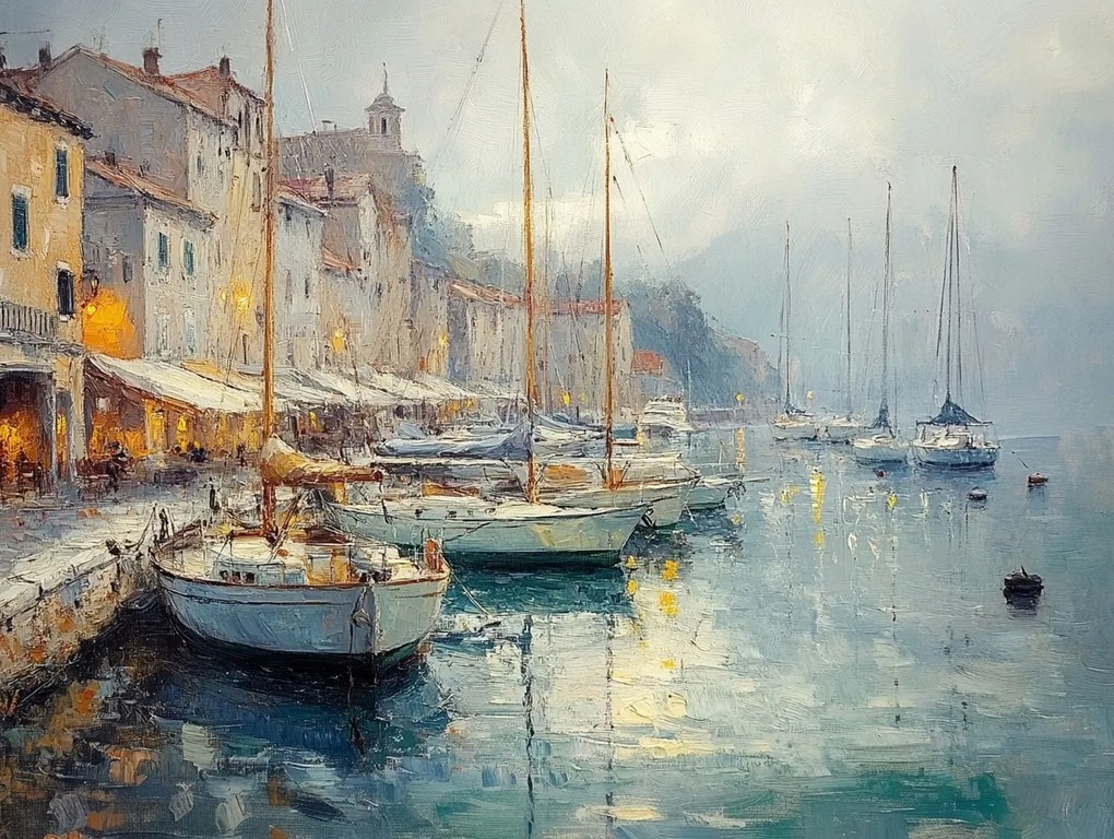 Vászonkép Canvas Város Dél Olaszország Horvátország Kikötő Hajók 80x60