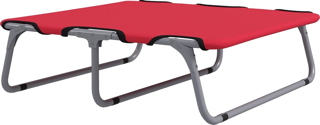 PawHut Összecsukható Kis Kutyaágy Beltéri és Kültéri Használatra, Acél és Oxford Szövet, 71x58x20 cm, Piros | Aosom