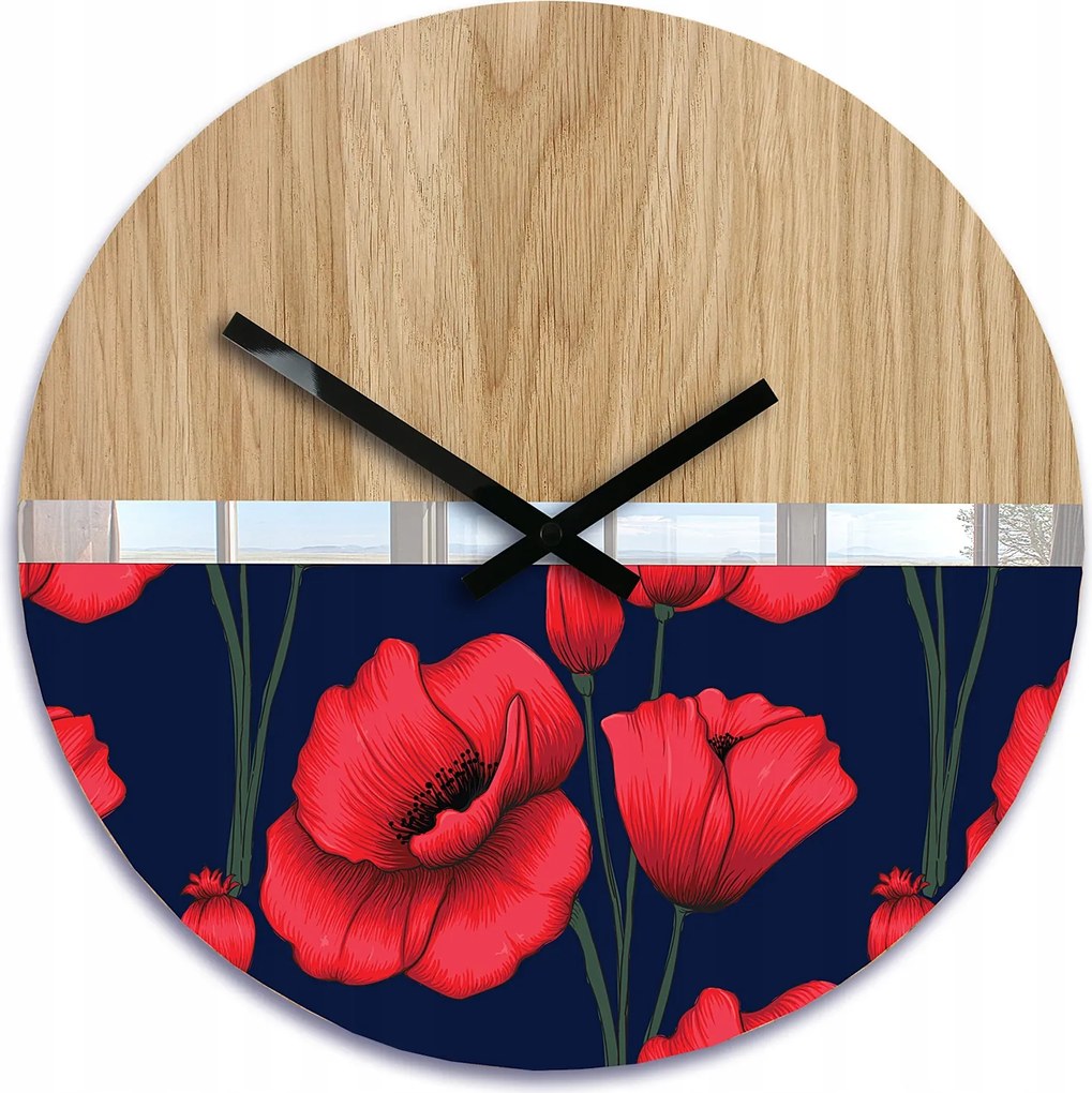 Fa falióra Pipacs motívummal Csendes 33CM