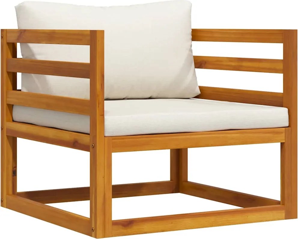 vidaXL tömör akácfa kerti szék krémszínű párnákkal