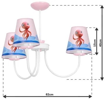Gyermek csillár rúdon OCTOPUS 3xE14/40W/230V