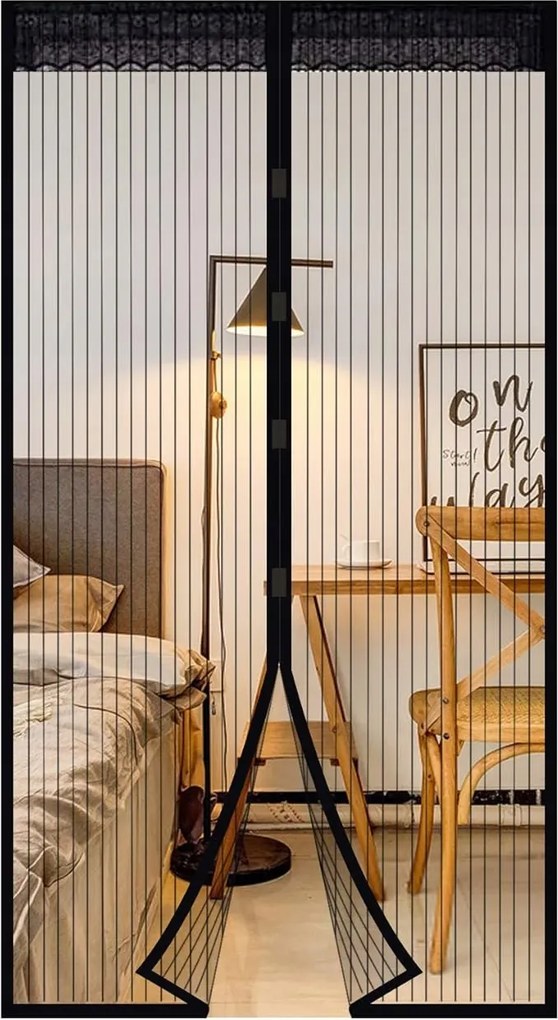 Szúnyogháló Mágneses Függöny Fekete Csipkével 140x240 cm