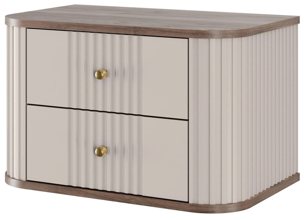 Vesper függő éjjeliszekrény készlet 56 cm - kasmír / diófa / arany fogantyúk