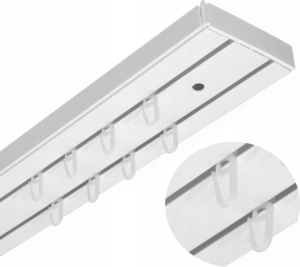 Függönykarnis Mennyezeti Sín Elegance Pvc Dupla 400 cm Kpl Biztosítótűk