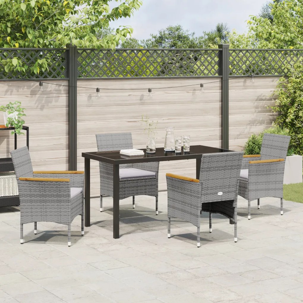 5 Darabos Kerti Étkező Szett - Szürke Poly Rattan