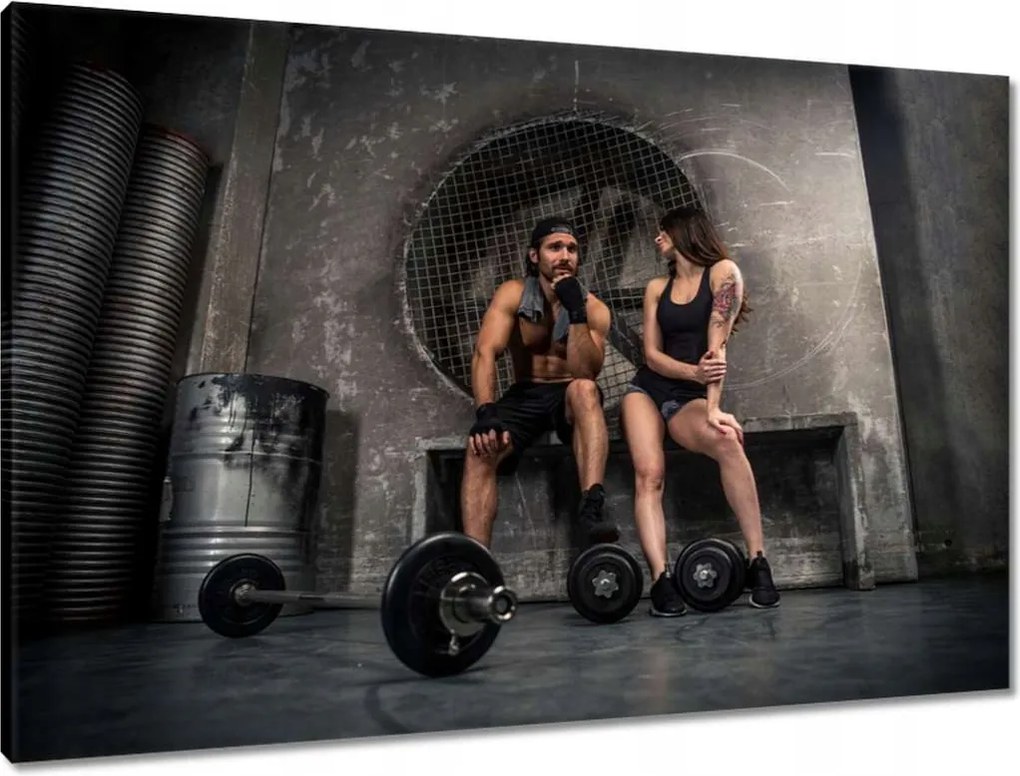 Vászonkép 90x60 Szerelmes pár az edzőteremben