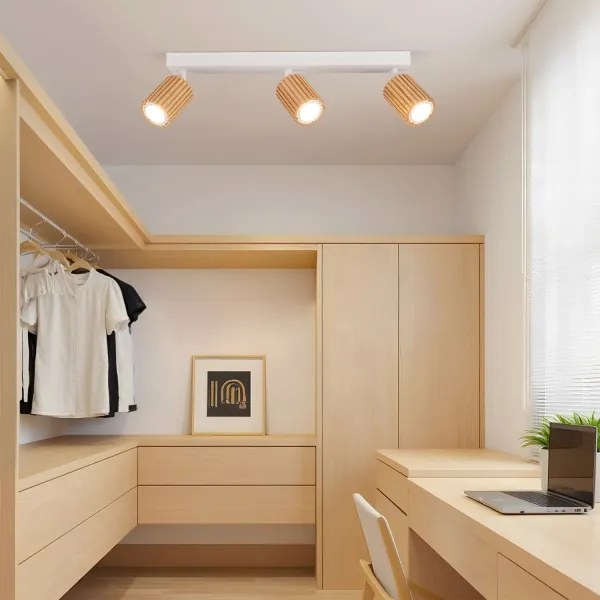 Brilagi - Spotlámpa MODERN WOOD 3xGU10/8W/230V fa/fehér