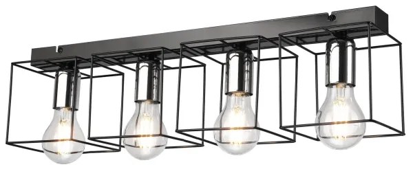 Mennyezeti lámpa MIKA 4xE27/60W/230V 61 cm fekete/króm