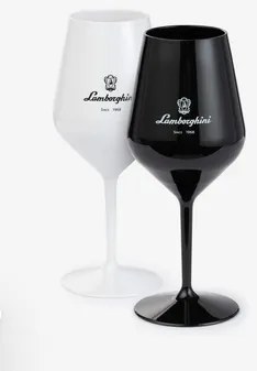Lamborghini fekete/fehér műanyag borospohár 1 db