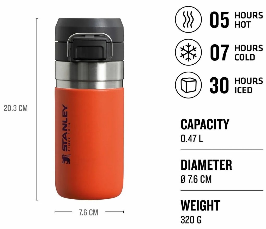 Stanley Quick Flip vákuum palack 470 ml Tigerlily