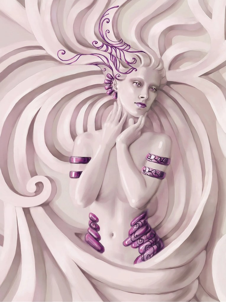 Fotótapéta flizelina Nő lila absztrakt Elegancia 206x275 +ragasztó