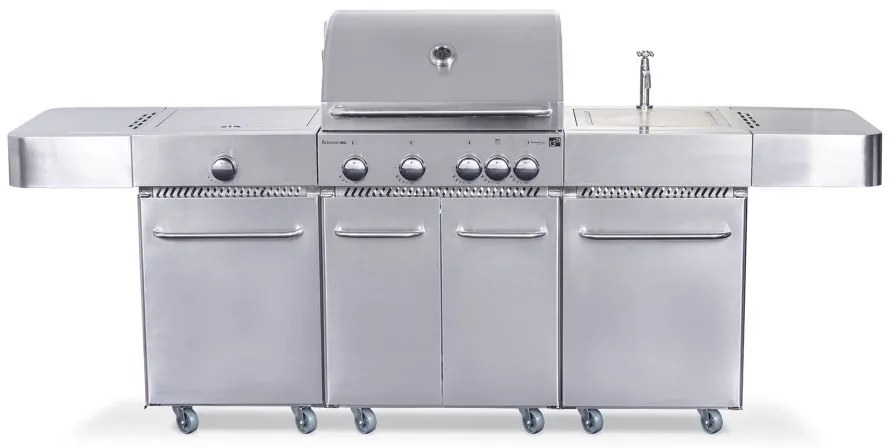 G21 Arizona gázgrill, BBQ Premium Line konyha 6 égőfej + ajándék nyomáscsökkentő