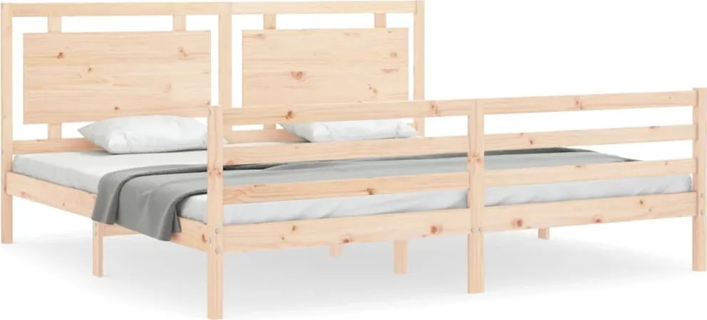 vidaXL tömör fa ágykeret fejtámlával Super King Size