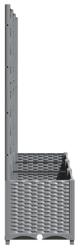 világosszürke PP rácsos kerti ültetőláda 120 x 40 x 136 cm