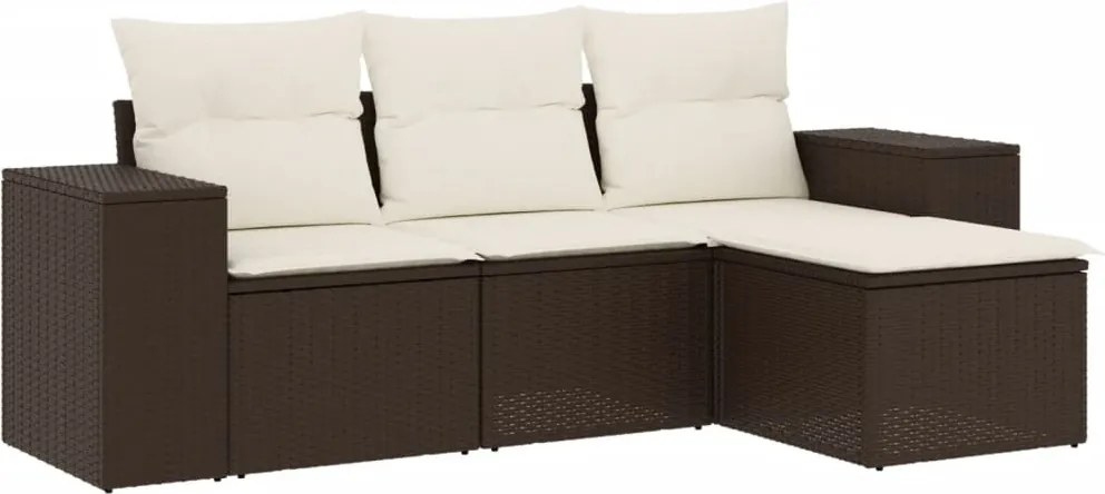 vidaXL 4 részes barna polyrattan kerti ülőgarnitúra párnákkal