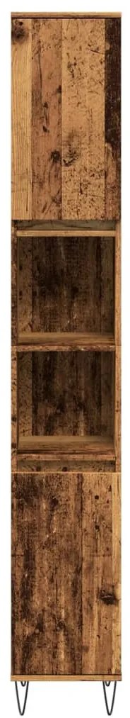 Antik fa színű szerelt fa fürdőszobaszekrény 30 x 30 x 190 cm