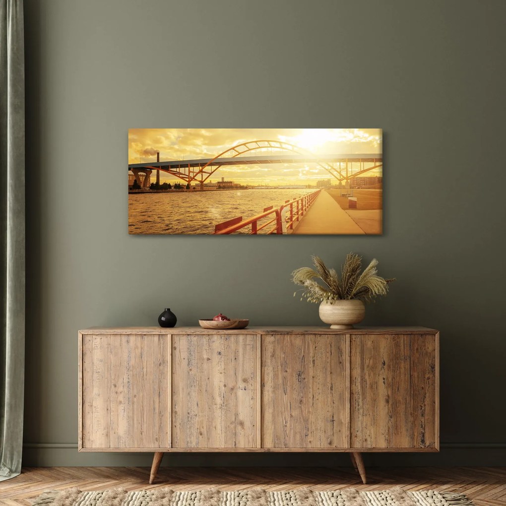 Kép a hídról napnyugtakor (120x50 cm)