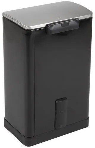 EKO  E-Cube szögletes pedálos szemetes, 40 l, fekete/matt rozsdamentes acél%