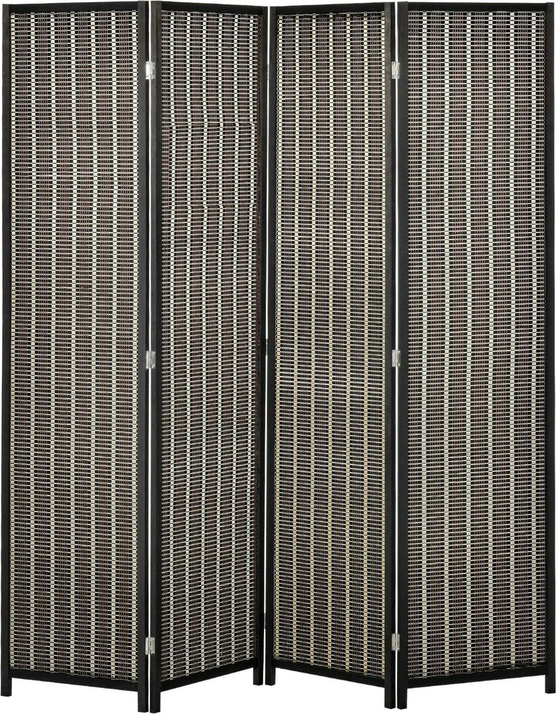 HOMCOM 4-paneles szobai elválasztó 180 x 180 cm bambusz privát képernyő, hajtható szobai elválasztó álló fal nappalihoz barna | Aosom
