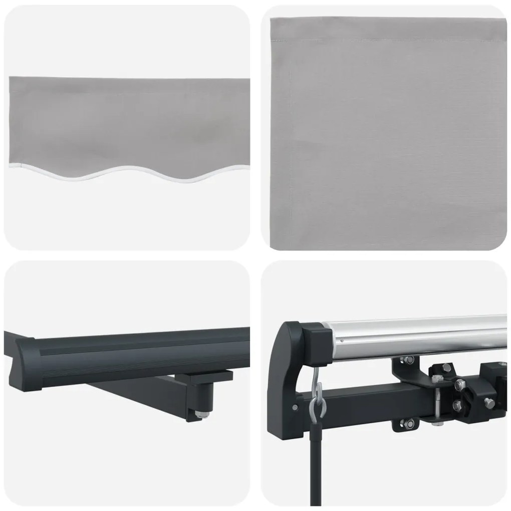 Világosszürke Manuális Behúzható Napellenző 350x250 cm