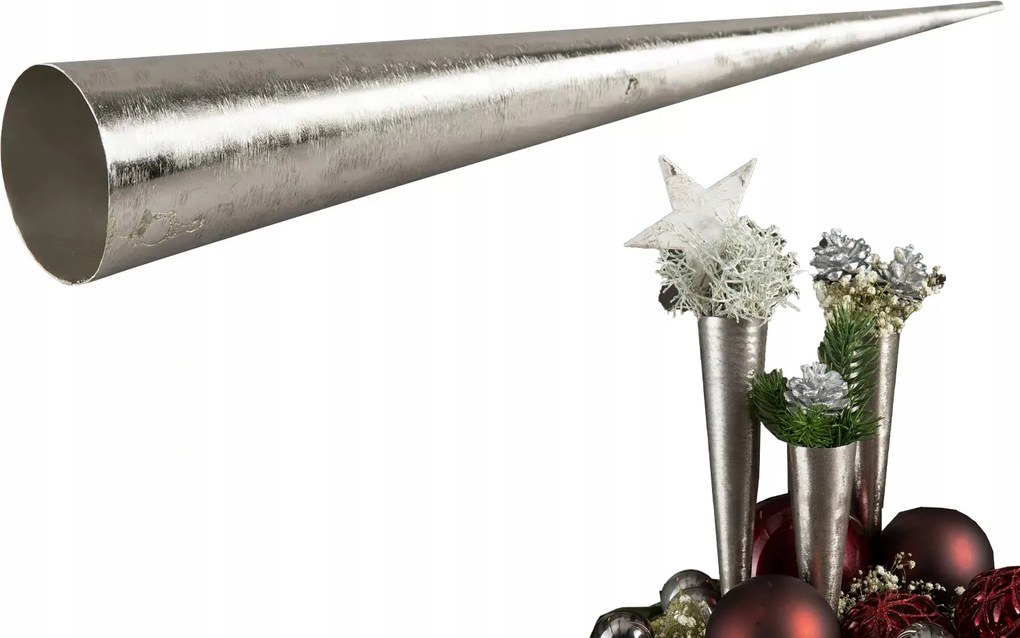 Karácsonyi Gyertyatartó Ezüst Fém Kúp teamécses Karácsony