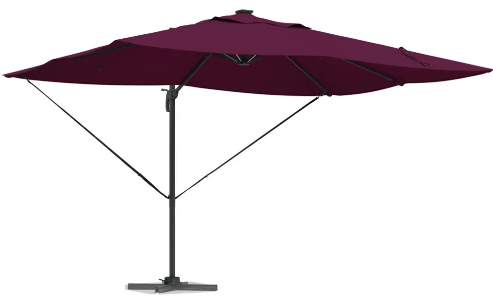 Konzolos Roma Napernyő LED-del Bordeaux Piros 352x251x265 cm Alumínium