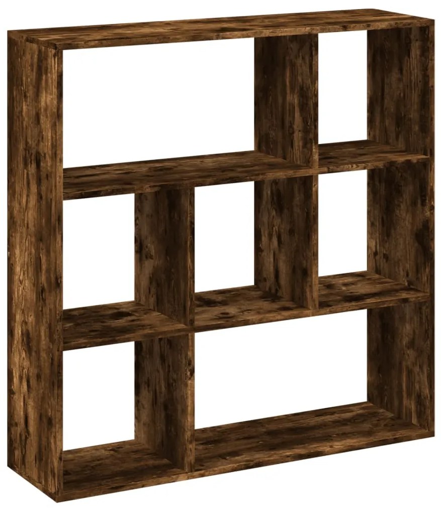 füstös tölgy szerelt fa elválasztó könyvespolc 102x29x103,5 cm