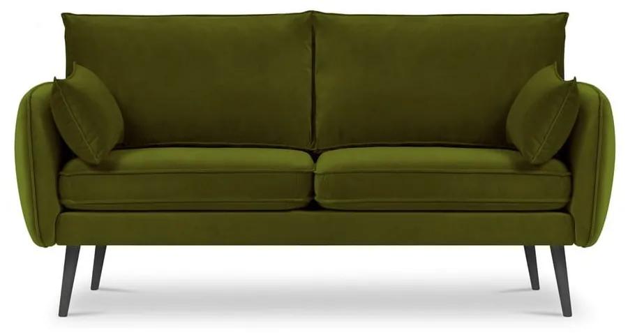 Lento zöld bársony kanapé fekete lábakkal, 158 cm - Kooko Home