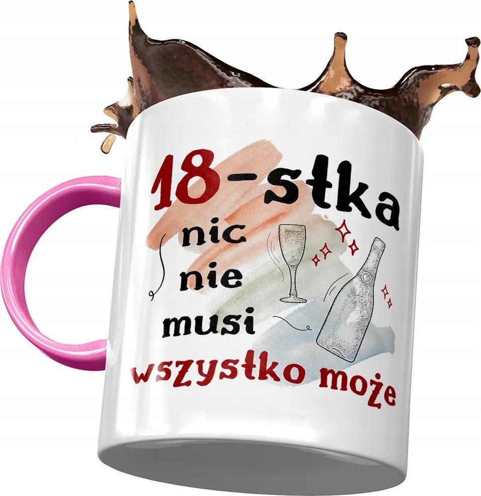 Rózsaszín Bögre Születésnapra 18 18. 18. Ajándék Nyomtatott Fotóval