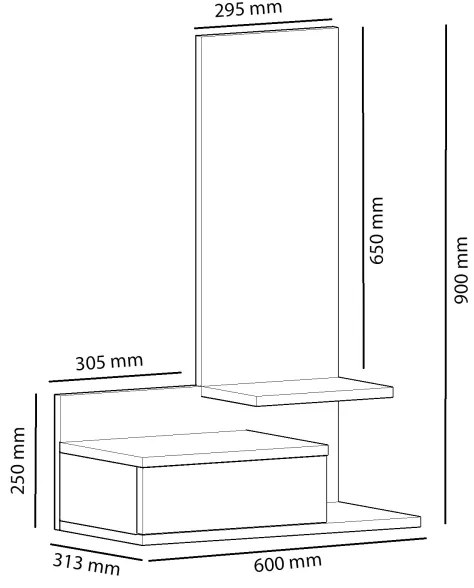 Fali polc tükörrel ROZELLA 90x60 cm bézs/antracit