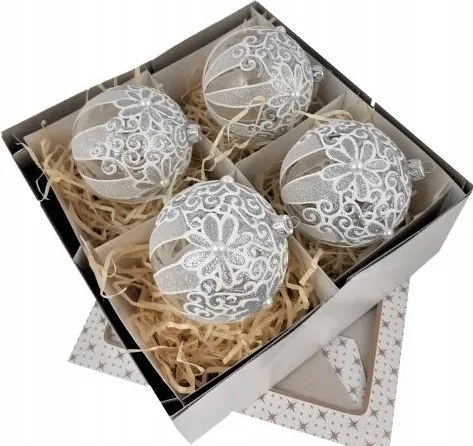 Üveg karácsonyfadísz 4 db 10 cm Prémium