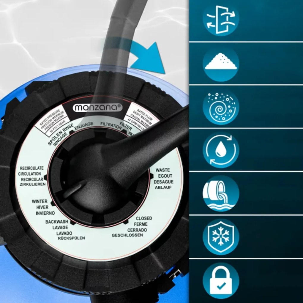 AQUA homokszűrő medencéhez szűrőgolyókkal, 10 200 l/h, kék Monzana