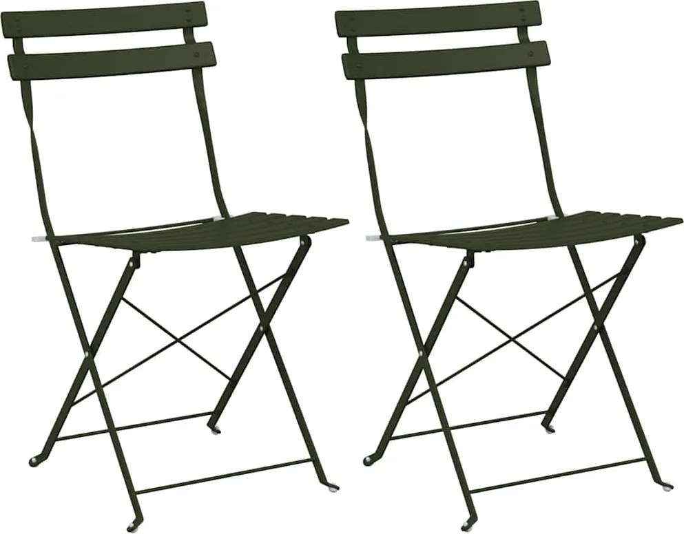 vidaXL Kerti hajtható szék 2 pcs Zöld 42 x 46 x 82 cm Fém