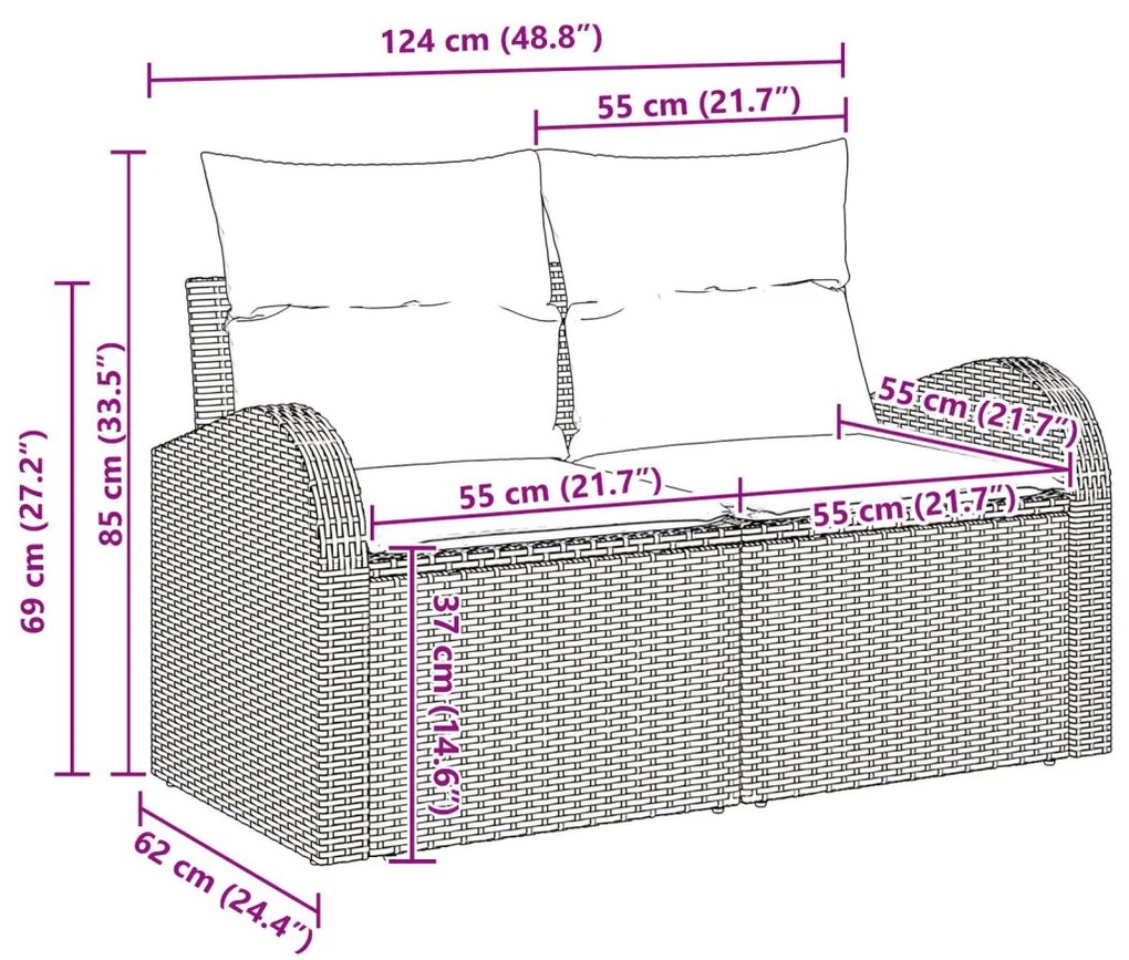 Kanapé Szett 9 pcs Bézs polirattan