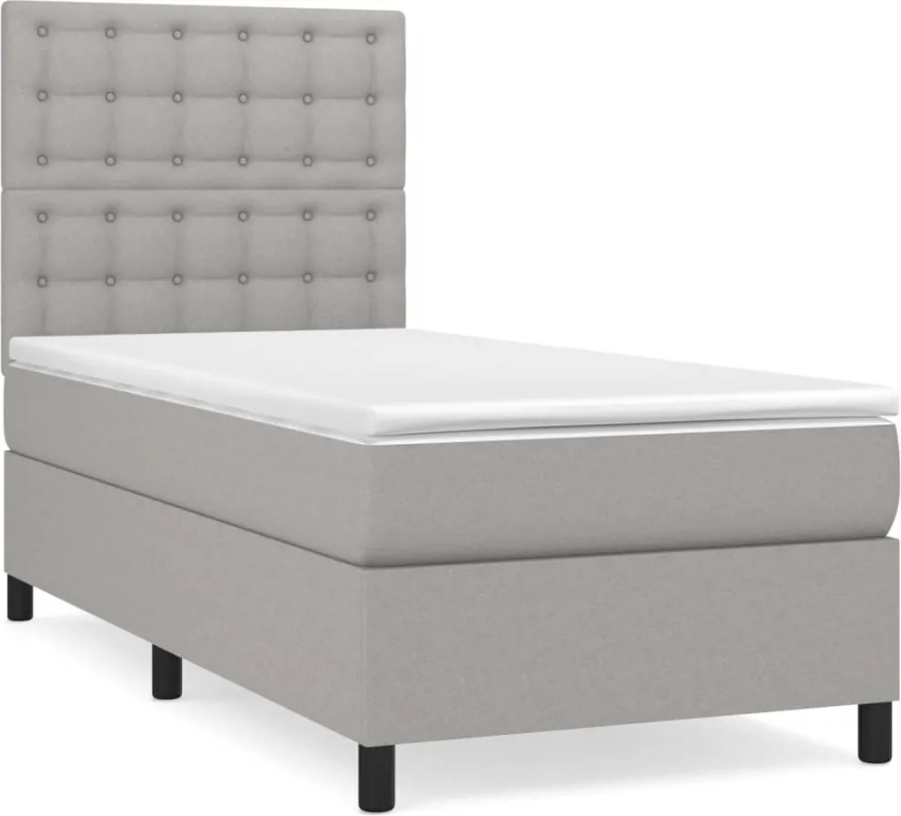 vidaXL világosszürke szövet rugós ágy matraccal 100 x 200 cm