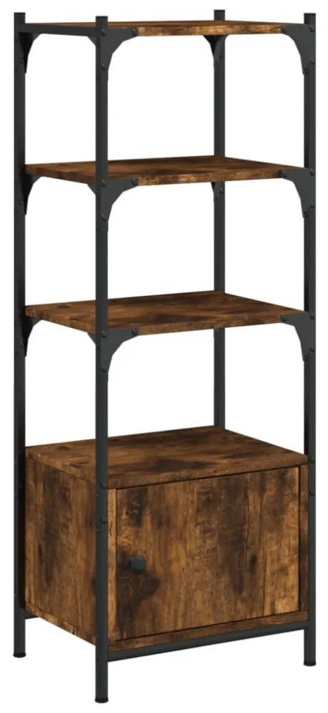 3 szintes füstös tölgy szerelt fa könyvespolc 41x30x109,5 cm
