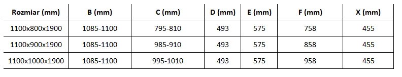 Mexen Omega 3 falas zuhanykabin 110x90 cm, 8mm átlátszó üveg - króm profil, 825-110-090-01-00-3S