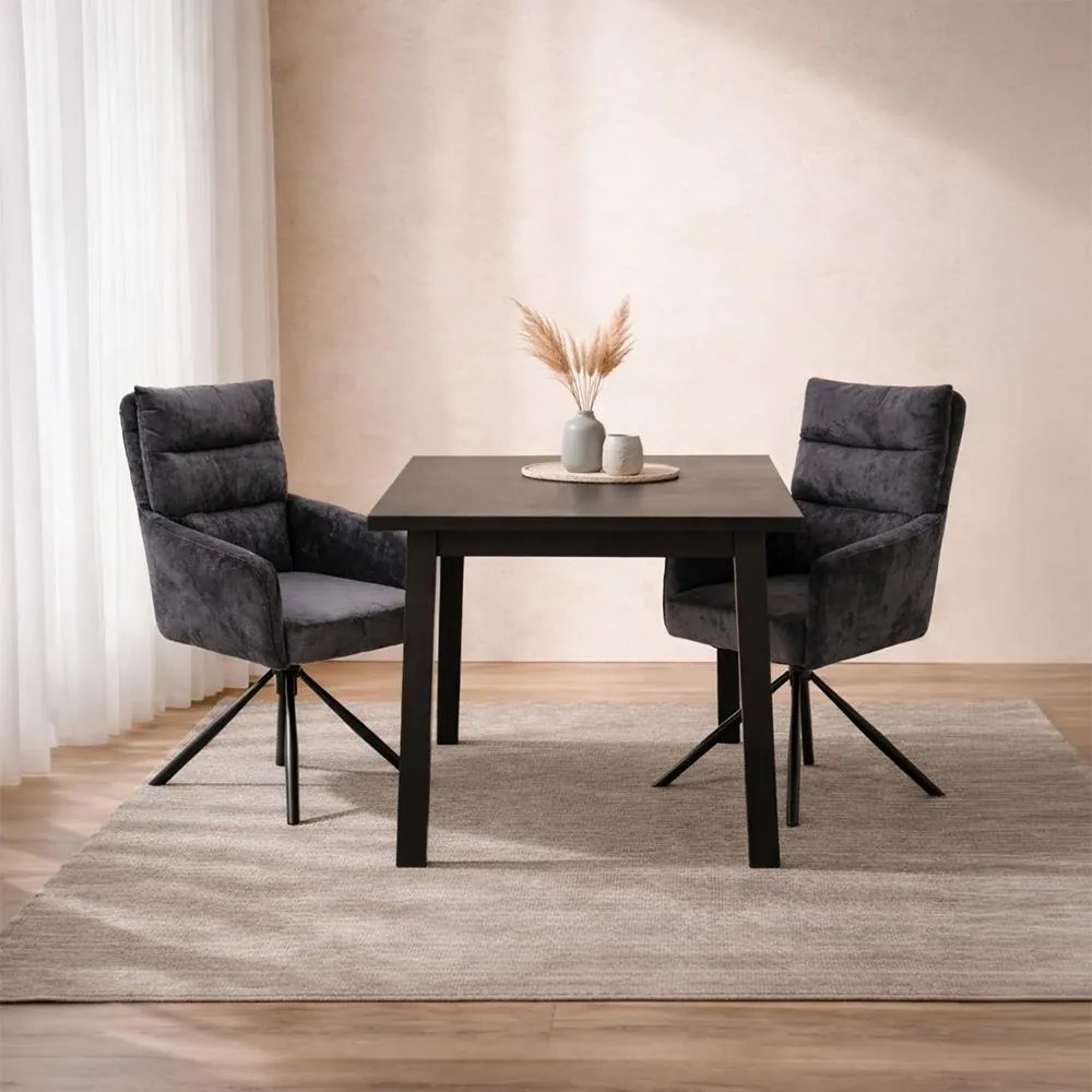 AVENBERG TESSA Forgó étkezőszék szett - 2 db, sötétszürke