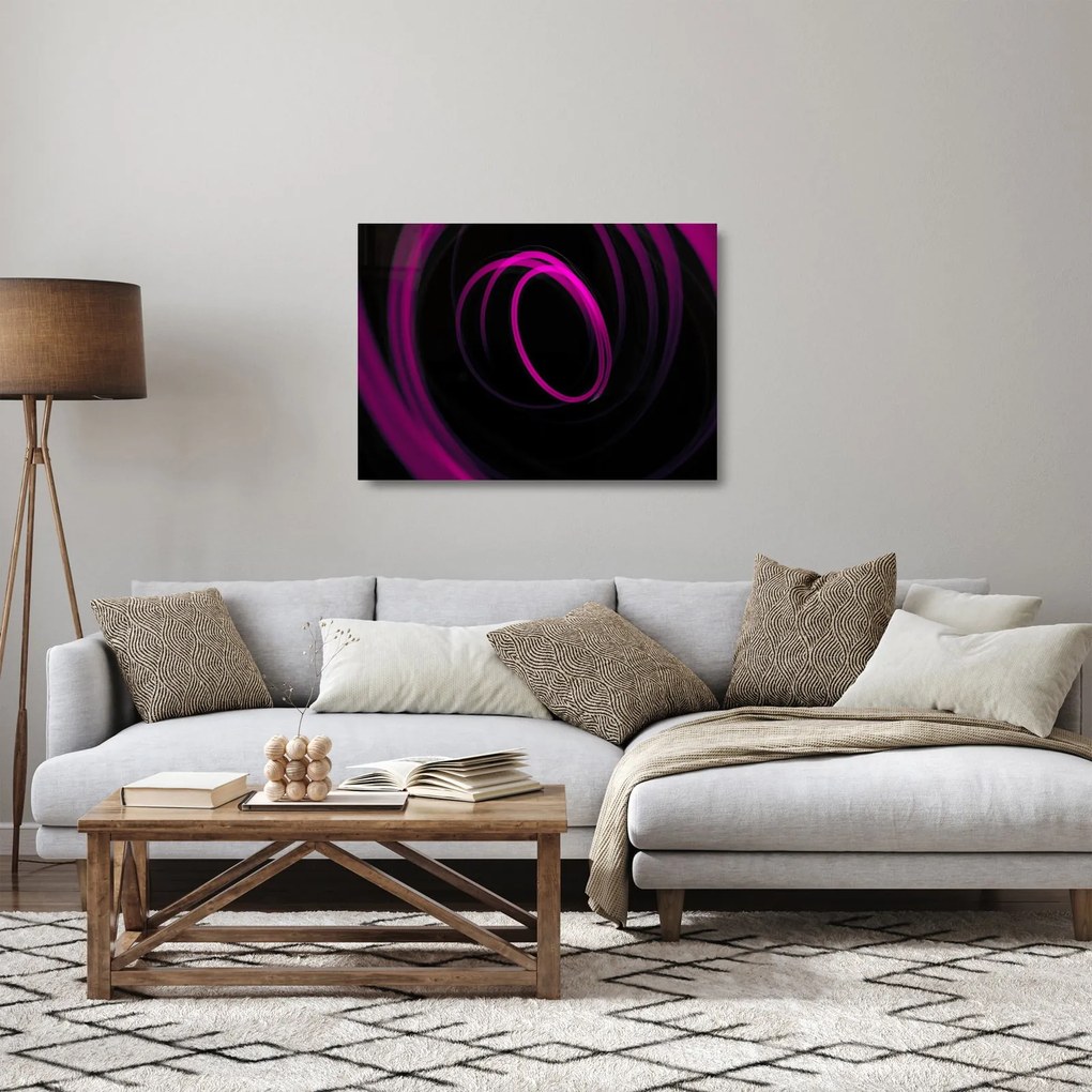 Kép - lila vonalak (üvegen) (70x50 cm)