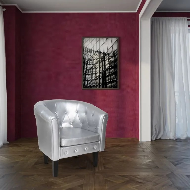 MIADOMODO Fotel készlet Chesterfield 58x71x70 cm ezüst