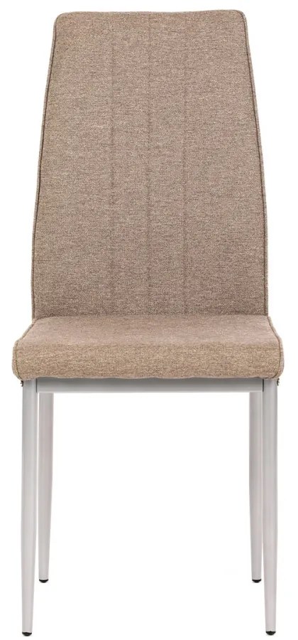 Scaun din material textil maro cu picioare din metal gri DCL-379