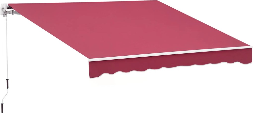 Outsunny Manuális Kihúzható Napernyő 395x245 cm Teraszi Napernyő Vízálló és UV-ellenálló Fém Kézi Kurblival Kültéri Rolós Napernyő Kerthez, Teraszhoz,