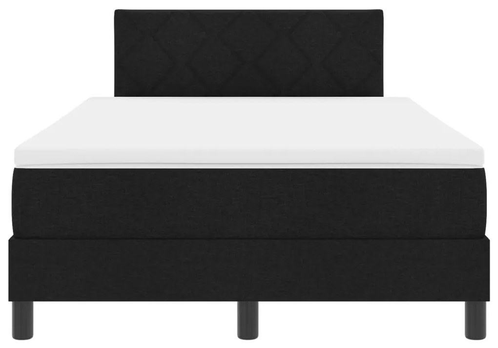 Box Spring Ágy Matraccal és LED Fénnyel Fekete 120x200 cm Szövet