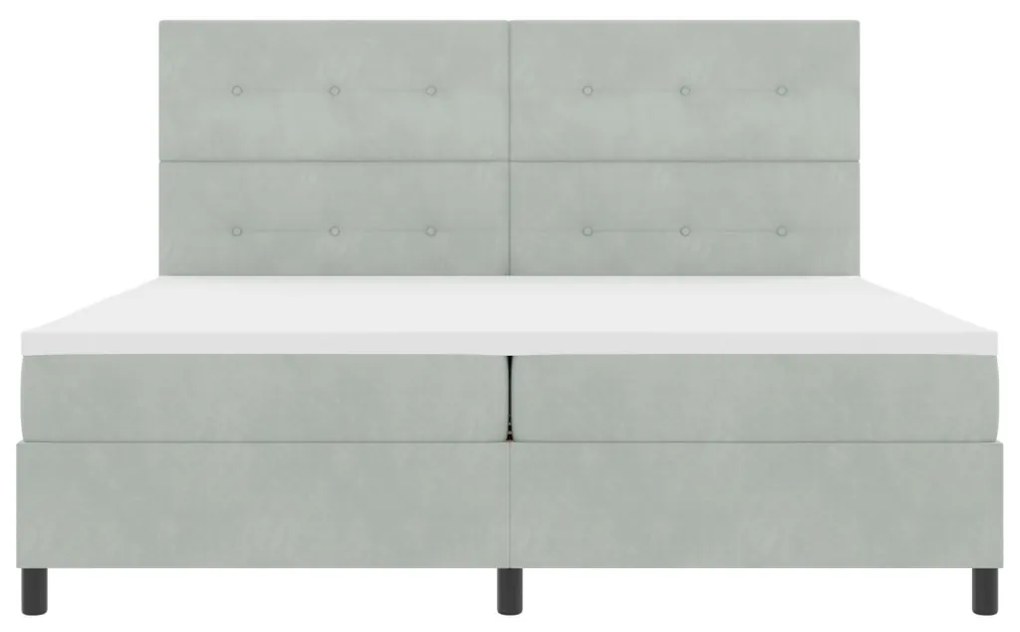 Bokszrugós Ágy Matrallel és LED Fénnyel Szürke 200x200 cm Bársony