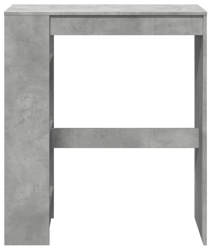 betonszürke szerelt fa tárolórekeszes bárasztal 90x40x103,5 cm
